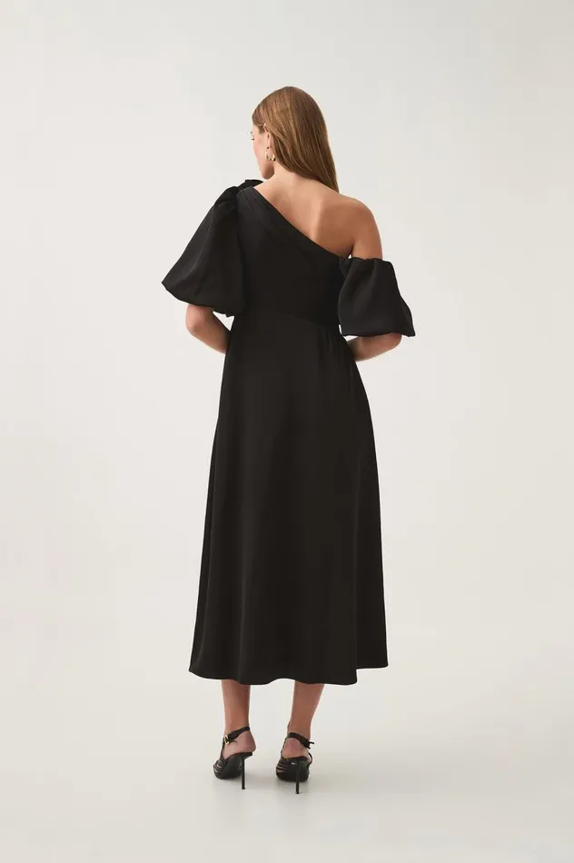 Magnetic Draped Midi Dress Black Women Aje Dresses Magnetic Draped Midi Dress Black Women Aje Dresses