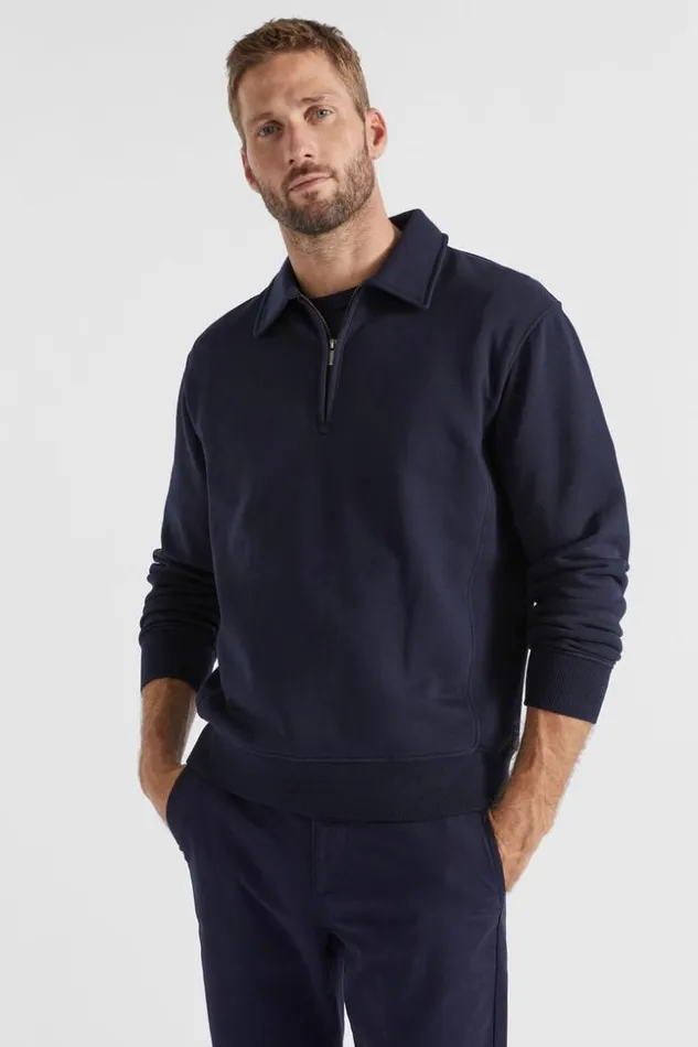 Man Heritage Half Zip Midnight Blue Seed Heritage TShirts and Sweaters