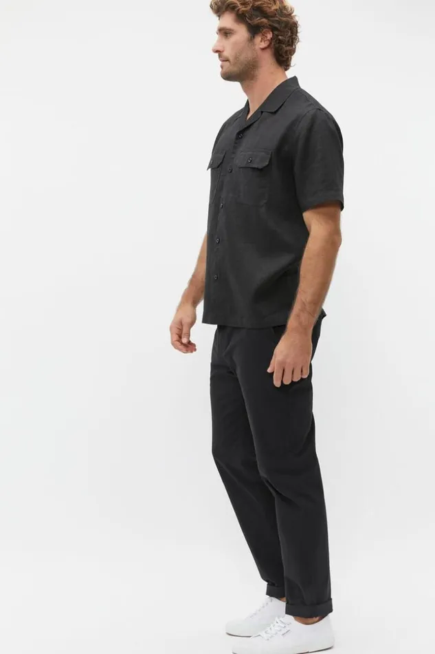 Man Linen Utility Shirt True Black Seed Heritage TShirts and Sweaters