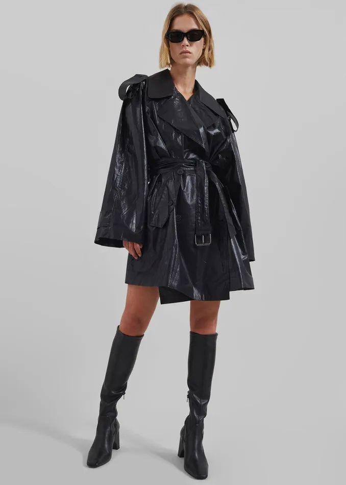 Manila Oversized Trench 8211 Black Women The Frankie Shop Clothing