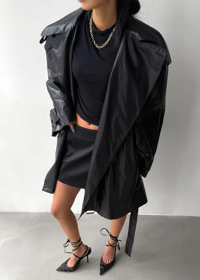 Manila Oversized Trench 8211 Black Women The Frankie Shop Clothing