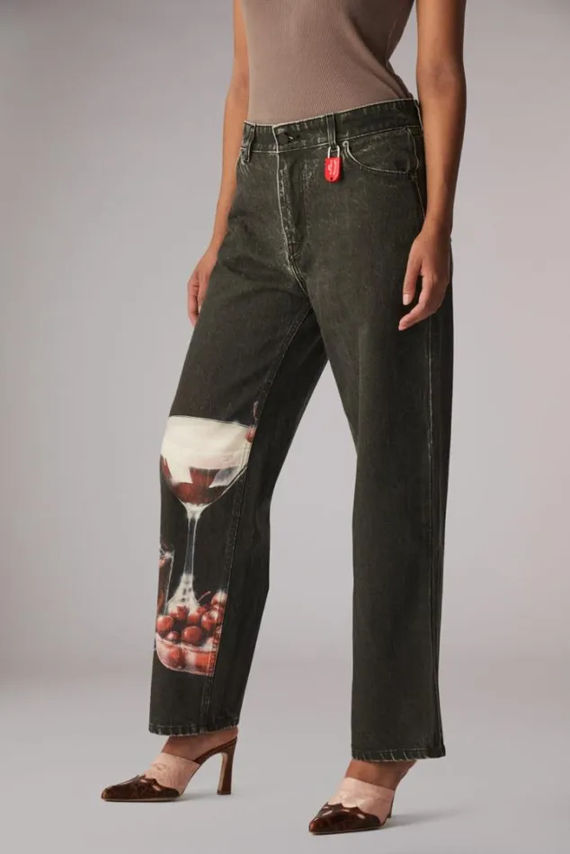 Marasca Graphic Crop Jeans Black Black Women Fiorucci Marasca Graphic Crop Jeans Black Black Women Fiorucci