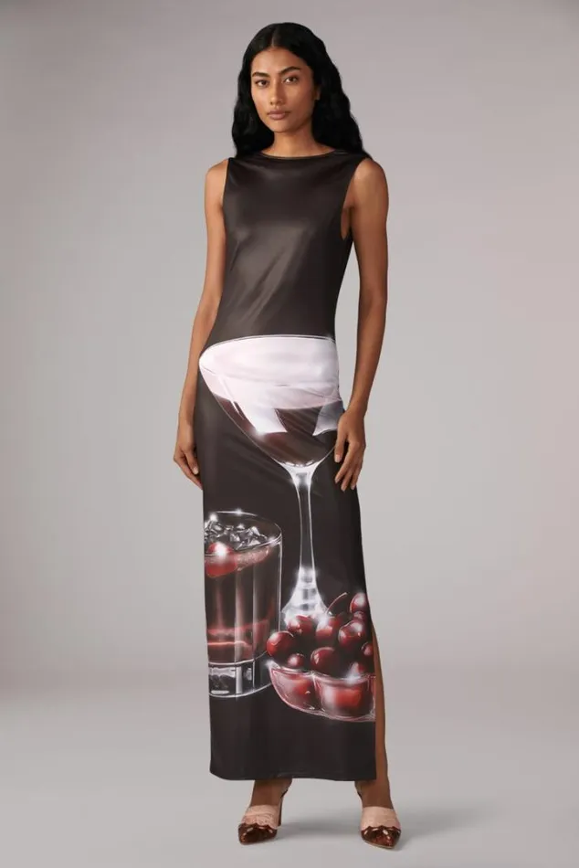 Marasca Graphic Maxi Dress Black Black Women Fiorucci