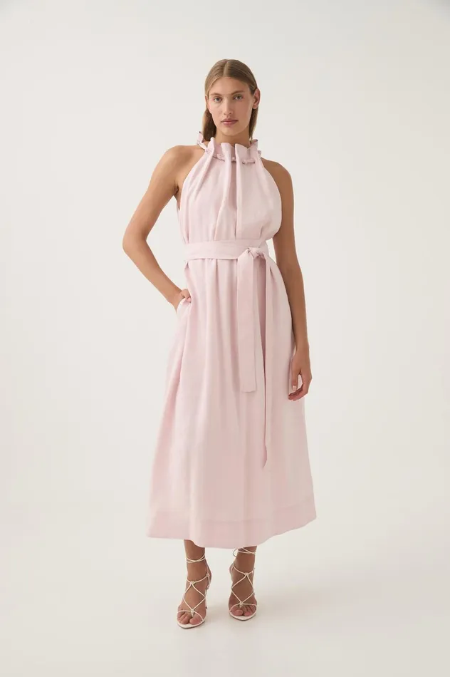 Mariel Trapeze Midi Dress Soft Pink Women Aje Dresses