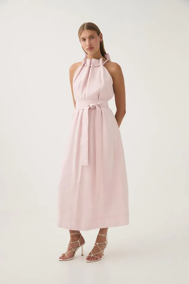 Mariel Trapeze Midi Dress Soft Pink Women Aje Dresses Mariel Trapeze Midi Dress Soft Pink Women Aje Dresses