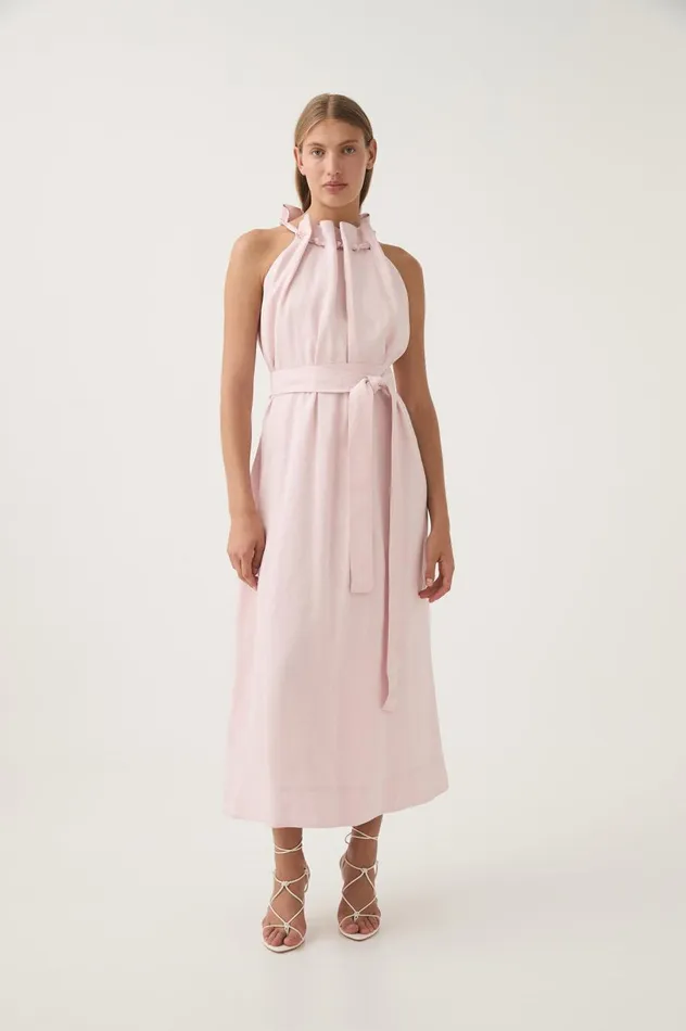 Mariel Trapeze Midi Dress Soft Pink Women Aje Dresses Mariel Trapeze Midi Dress Soft Pink Women Aje Dresses