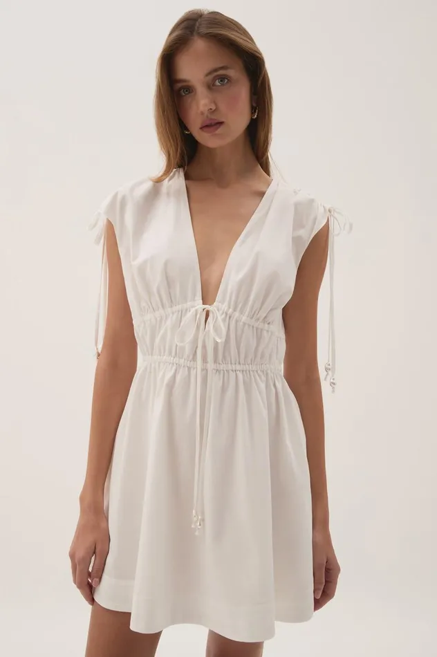 Marley Mini Dress White Women Aje Dresses Marley Mini Dress White Women Aje Dresses