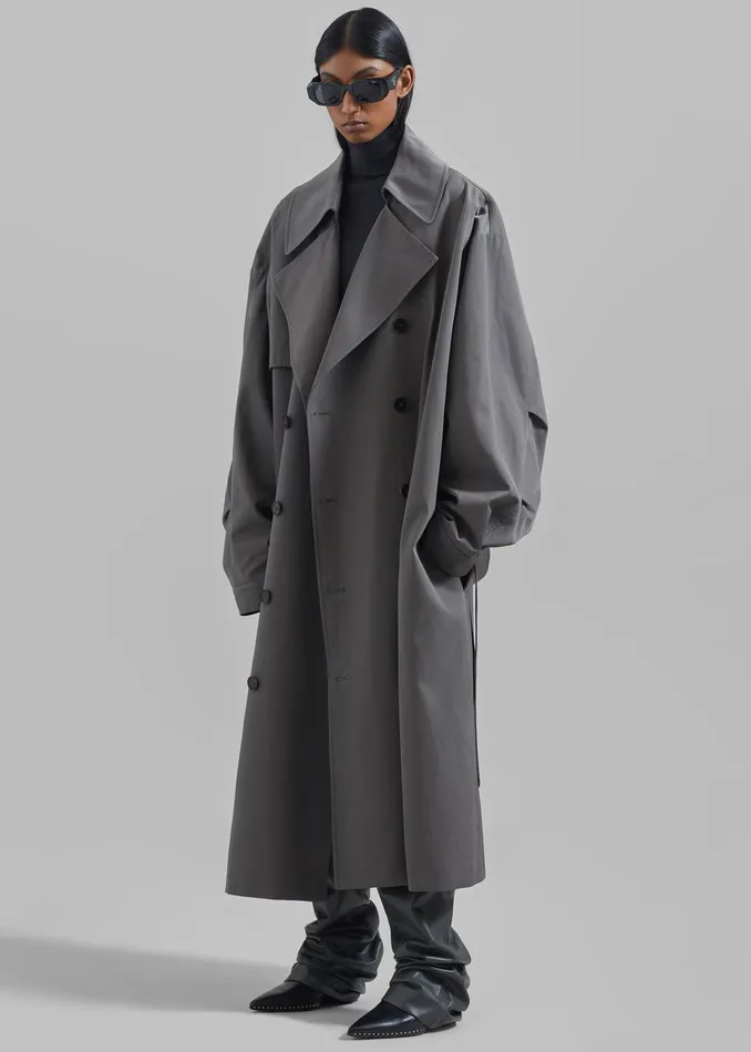 Mavis Oversized Trench 8211 Grey Women The Frankie Shop Clothing