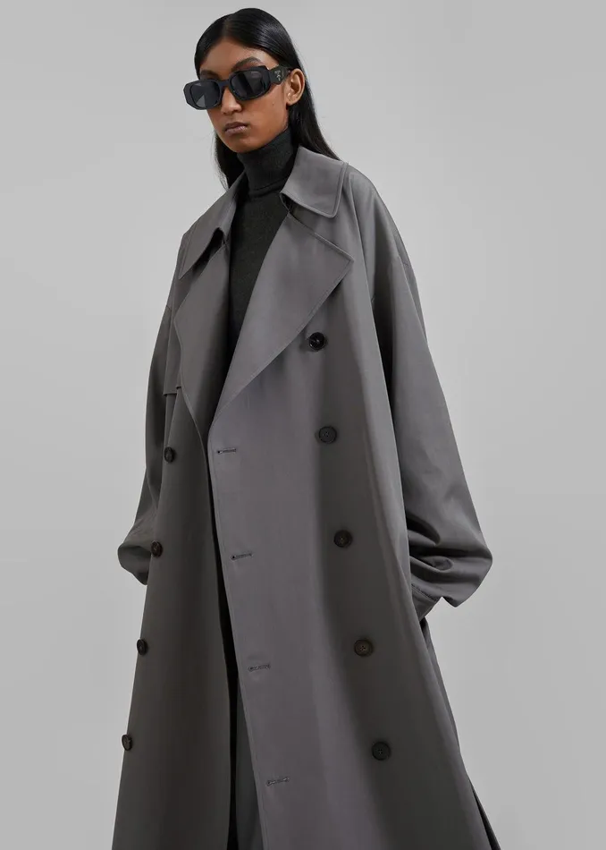 Mavis Oversized Trench 8211 Grey Women The Frankie Shop Clothing