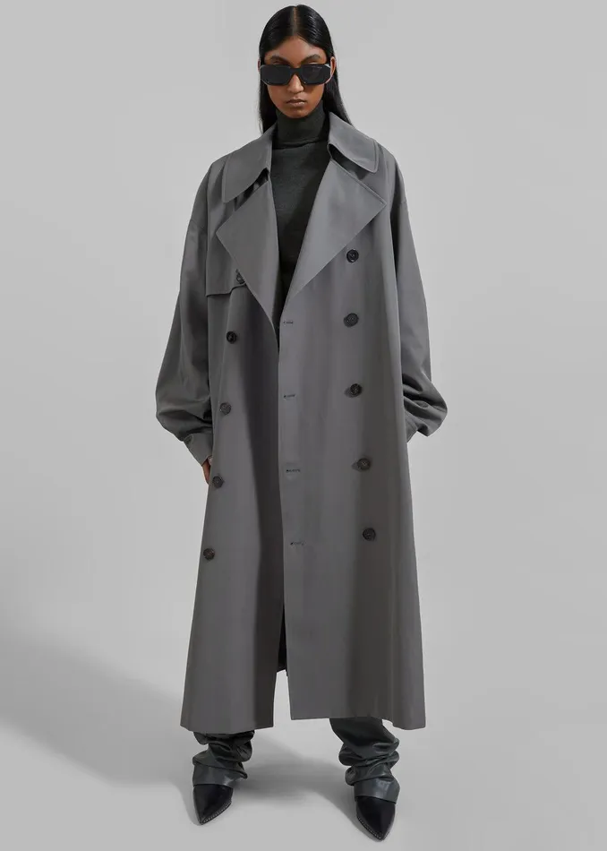 Mavis Oversized Trench 8211 Grey Women The Frankie Shop Clothing