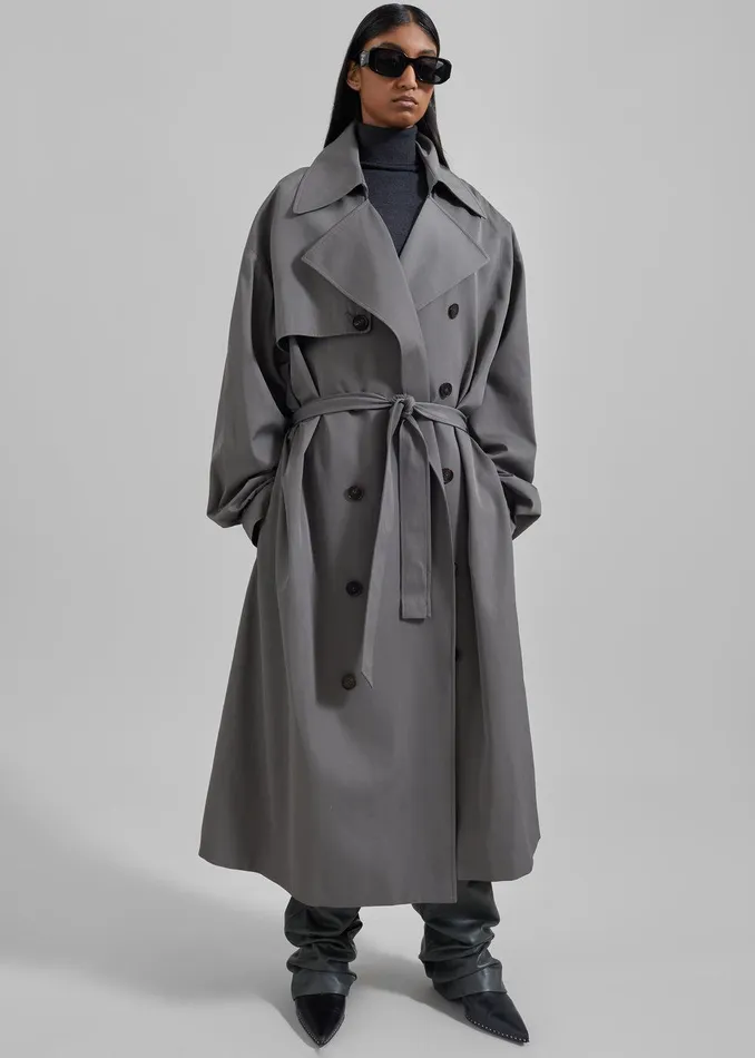 Mavis Oversized Trench 8211 Grey Women The Frankie Shop Clothing
