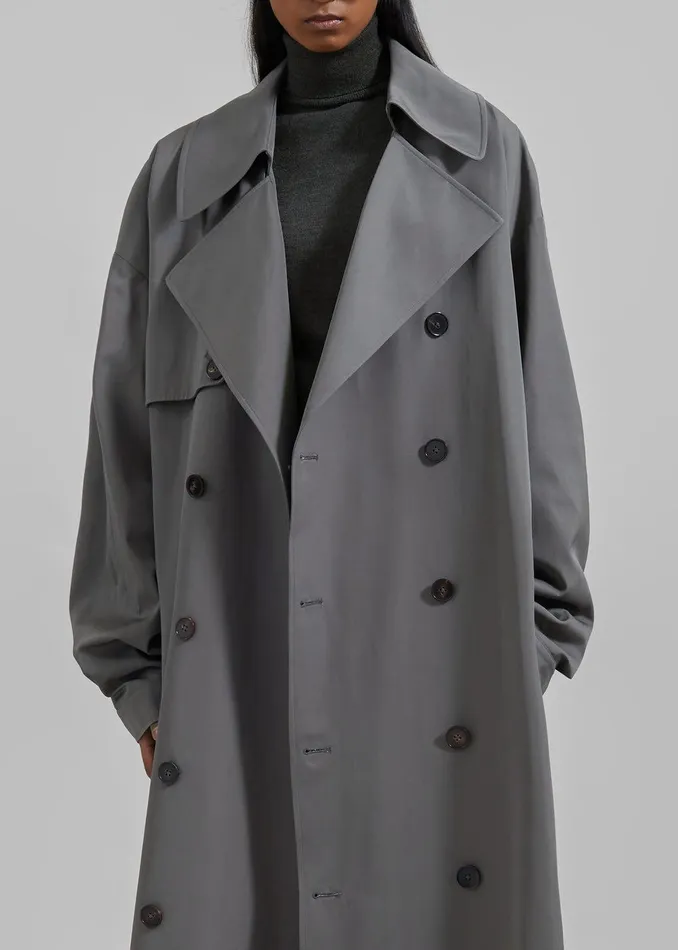 Mavis Oversized Trench 8211 Grey Women The Frankie Shop Clothing