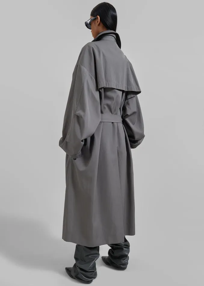 Mavis Oversized Trench 8211 Grey Women The Frankie Shop Clothing