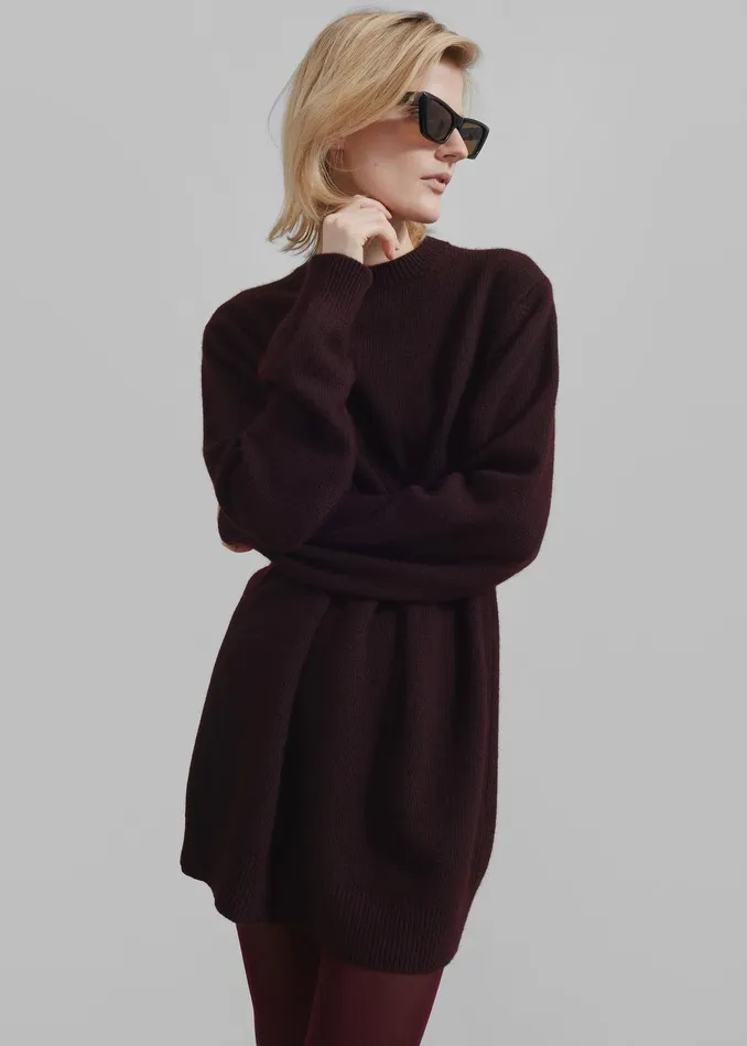 Maxime Knit Sweater Dress 8211 Dark Plum Women The Frankie Shop Clothing