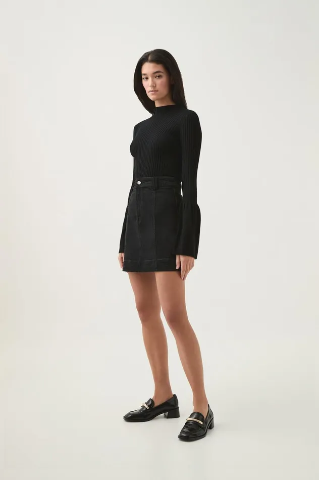 Maya Denim Mini Skirt Black Women Aje Skirts Maya Denim Mini Skirt Black Women Aje Skirts