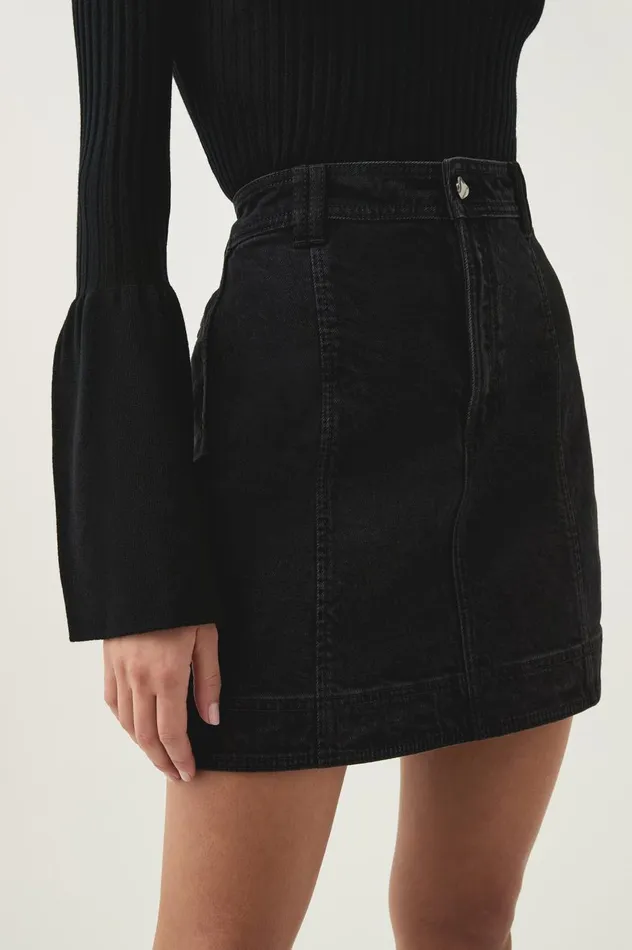 Maya Denim Mini Skirt Black Women Aje Skirts Maya Denim Mini Skirt Black Women Aje Skirts