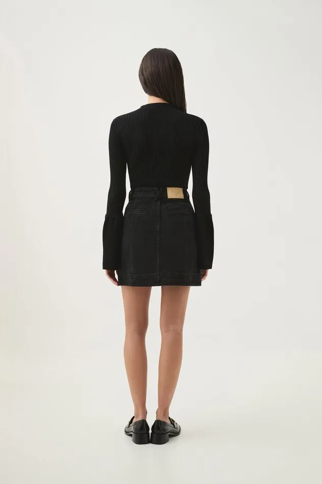Maya Denim Mini Skirt Black Women Aje Skirts Maya Denim Mini Skirt Black Women Aje Skirts