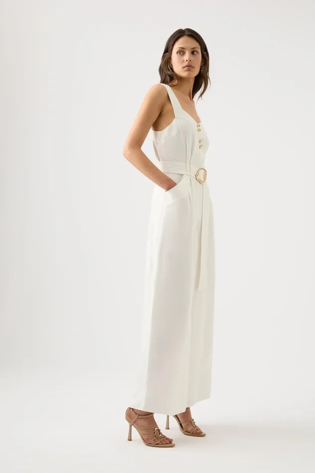 Maya Pintuck Wide Leg Jumpsuit Ivory Women Aje Playsuits and Jumpsuits Maya Pintuck Wide Leg Jumpsuit Ivory Women Aje Playsuits and Jumpsuits