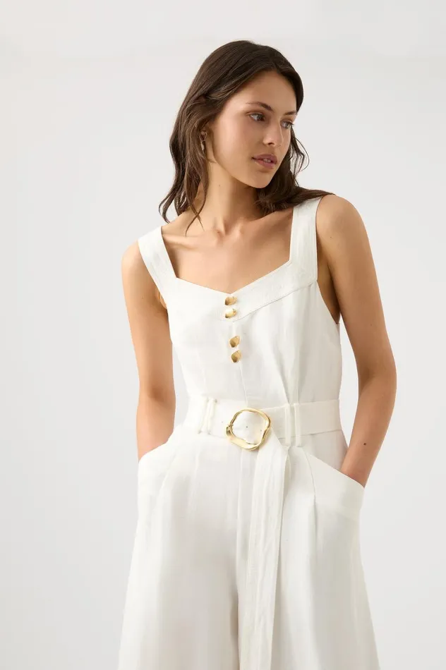 Maya Pintuck Wide Leg Jumpsuit Ivory Women Aje Playsuits and Jumpsuits Maya Pintuck Wide Leg Jumpsuit Ivory Women Aje Playsuits and Jumpsuits