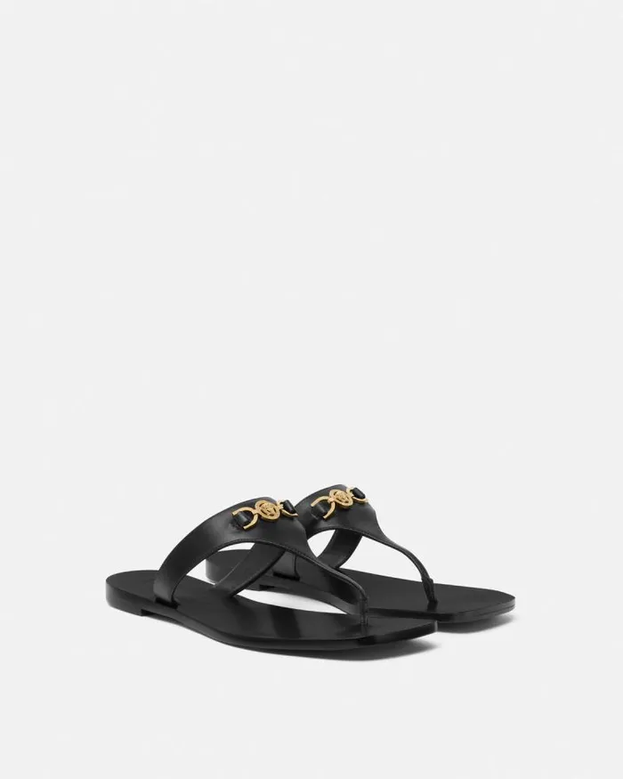 Medusa 03995 Flat Sandals Blackgold Women Versace Sandals