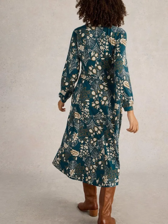 Megan Jersey Dress Teal Print Women White Stuff Dresses Megan Jersey Dress Teal Print Women White Stuff Dresses