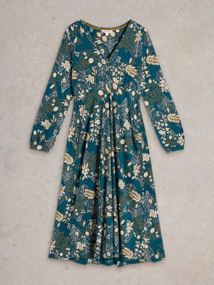 Megan Jersey Dress Teal Print Women White Stuff Dresses Megan Jersey Dress Teal Print Women White Stuff Dresses