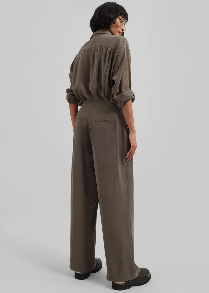Meilen Pintuck Trousers 8211 Olive Women The Frankie Shop Clothing