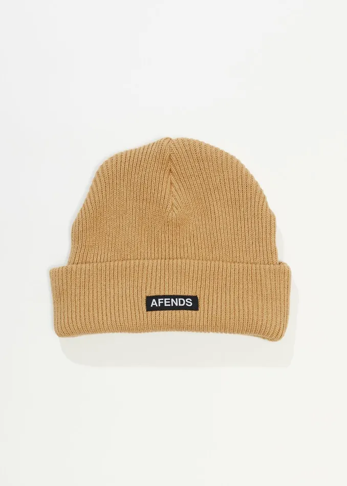 Men Accessories Afends AFENDS Unisex Hometown 8211 Knit Beanie 8211 Tan