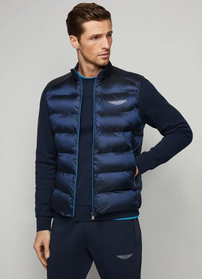 Men Aston Martin Padded Gilet Navy Hackett London Coats and Jackets