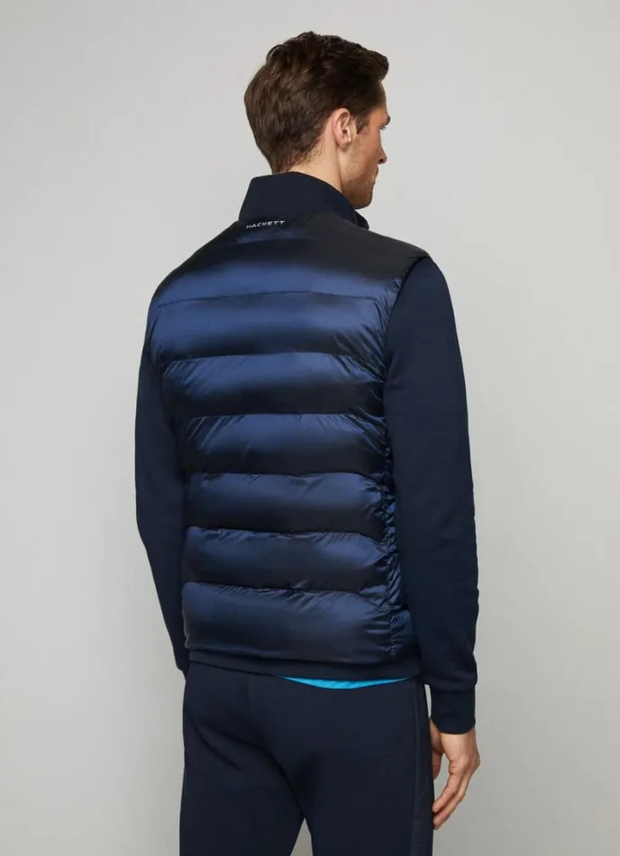 Men Aston Martin Padded Gilet Navy Hackett London Coats and Jackets