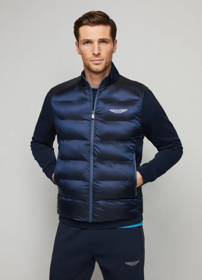 Men Aston Martin Padded Gilet Navy Hackett London Coats and Jackets