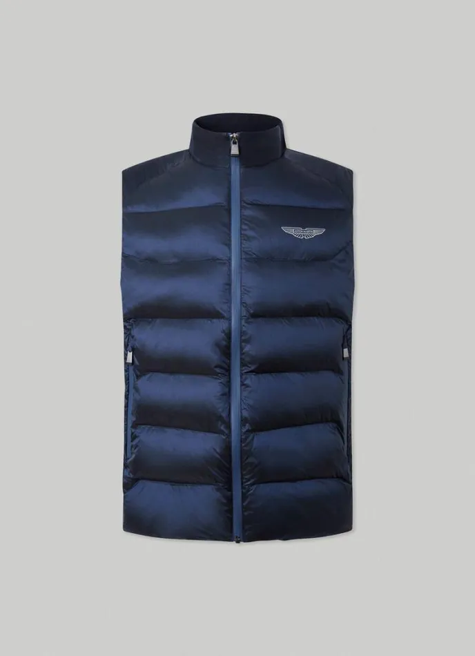 Men Aston Martin Padded Gilet Navy Hackett London Coats and Jackets