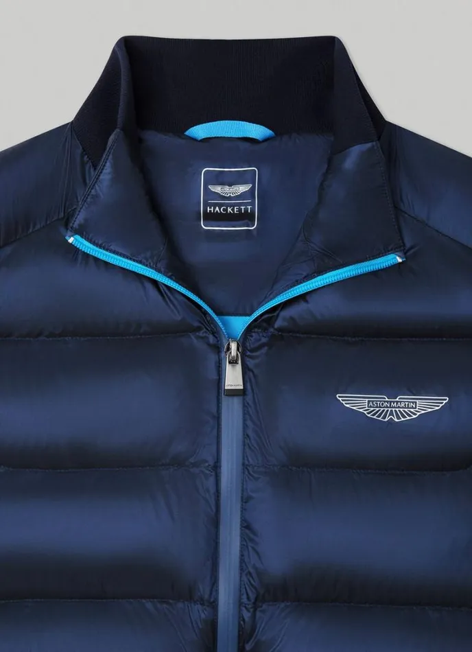 Men Aston Martin Padded Gilet Navy Hackett London Coats and Jackets