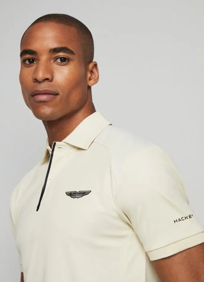 Men Aston Martin Slim Fit Polo Bone Hackett London Polo Shirts