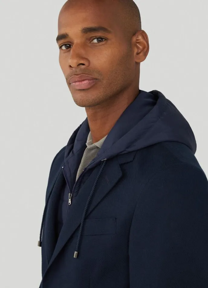 Men Blazer With Hood Navy Hackett London Blazers