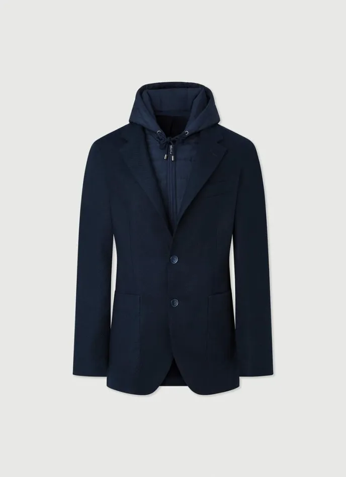 Men Blazer With Hood Navy Hackett London Blazers