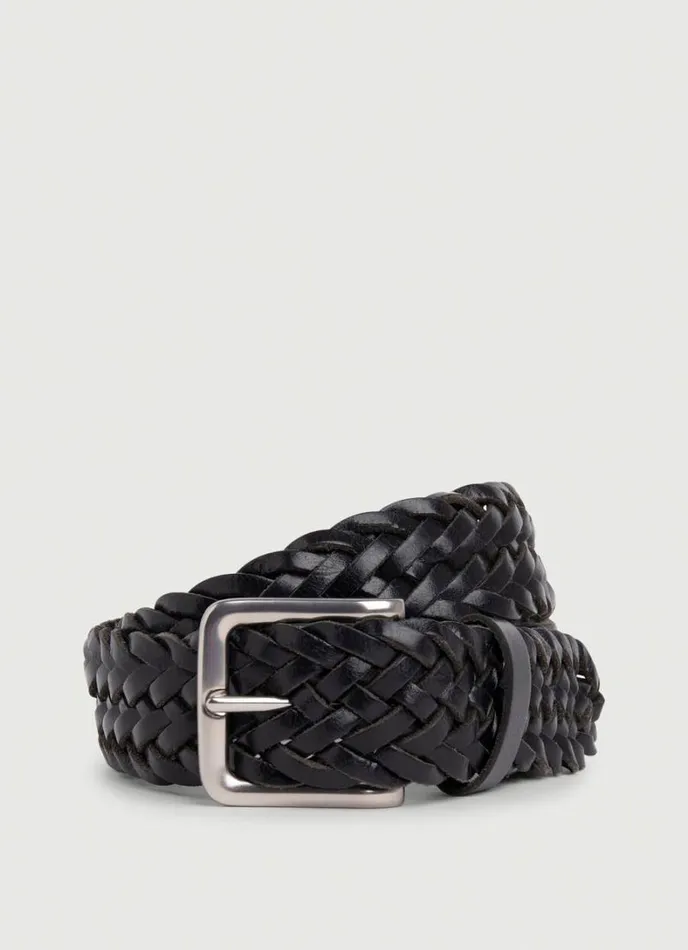 Men Brown Leather Braided Belt Black Hackett London Belts