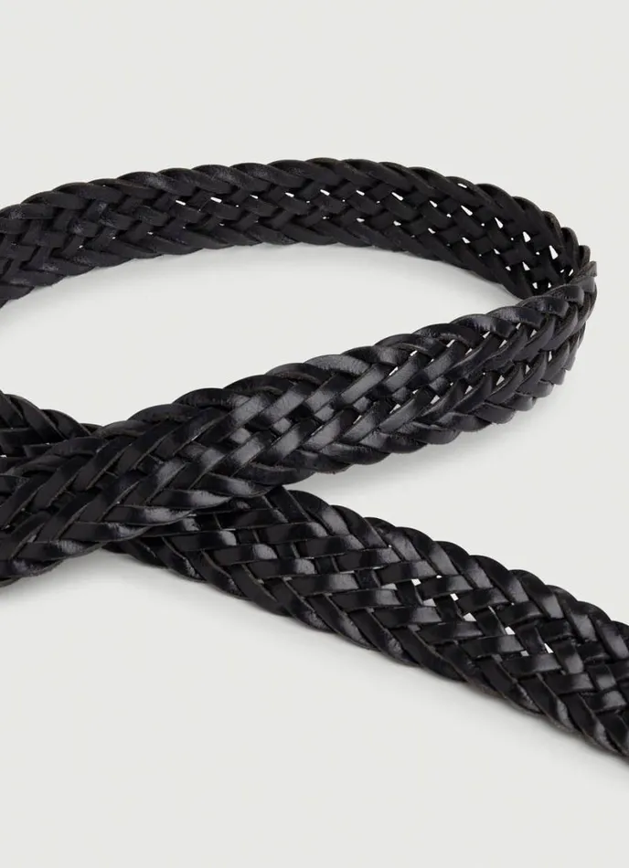 Men Brown Leather Braided Belt Black Hackett London Belts