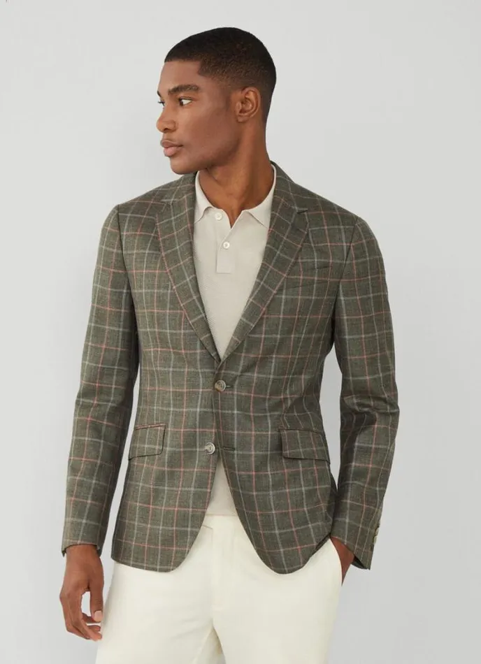 Men Check Blazer Khakipink Hackett London Blazers