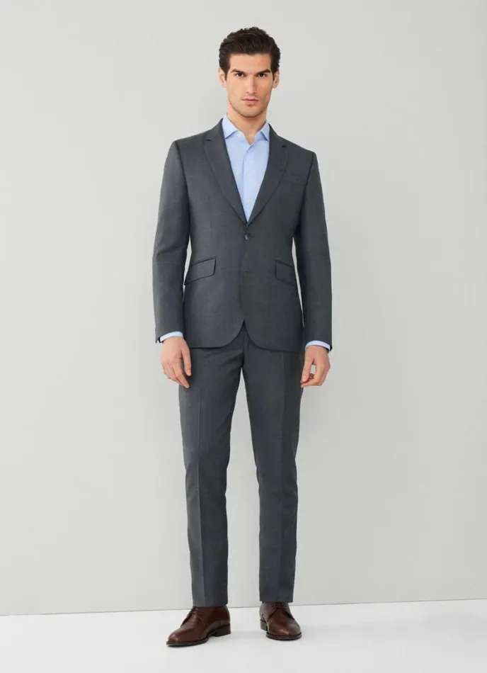 Men Checked Suit Grey Hackett London Suits