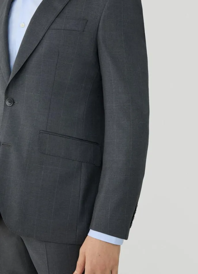 Men Checked Suit Grey Hackett London Suits