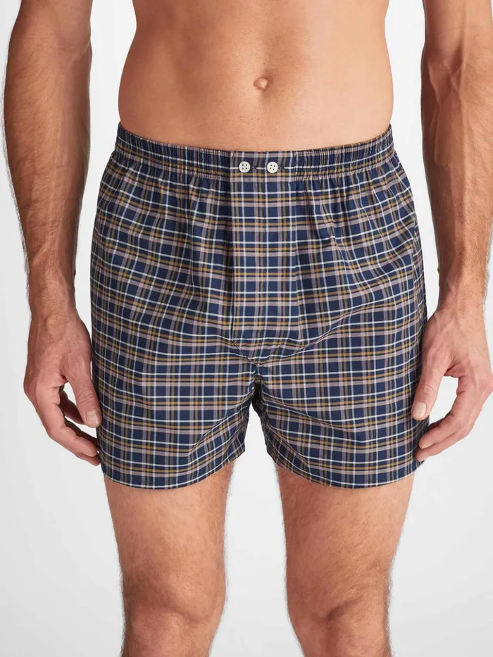 Men Classic Fit Boxers Barker 37 Cotton Navy Derek Rose Classic Fit Boxer Shorts