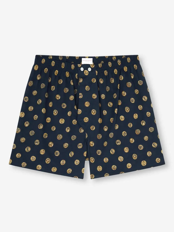 Men Classic Fit Boxers Ledbury 78 Cotton Batiste Navy Derek Rose Classic Fit Boxer Shorts