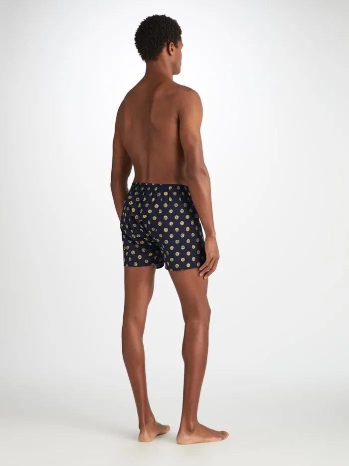 Men Classic Fit Boxers Ledbury 78 Cotton Batiste Navy Derek Rose Classic Fit Boxer Shorts