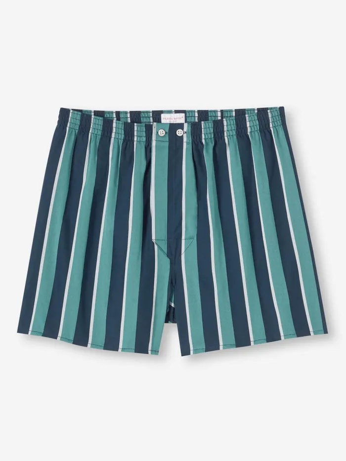 Men Classic Fit Boxers Royal 221 Cotton Teal Derek Rose Classic Fit Boxer Shorts
