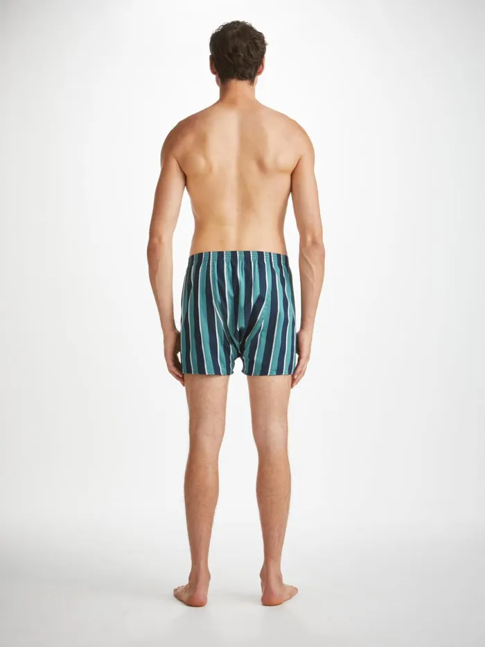 Men Classic Fit Boxers Royal 221 Cotton Teal Derek Rose Classic Fit Boxer Shorts