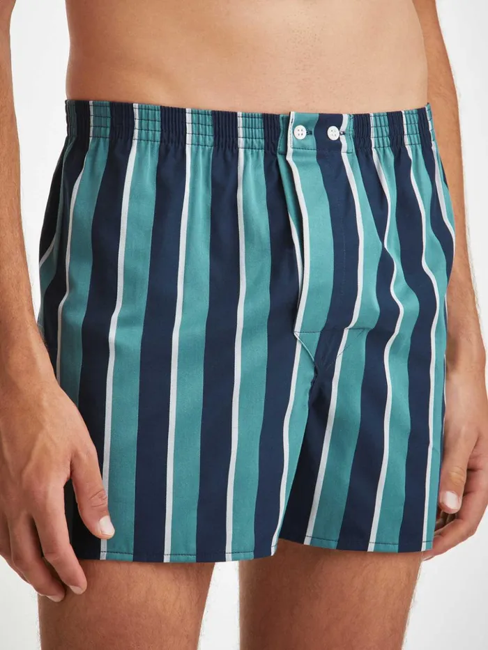 Men Classic Fit Boxers Royal 221 Cotton Teal Derek Rose Classic Fit Boxer Shorts