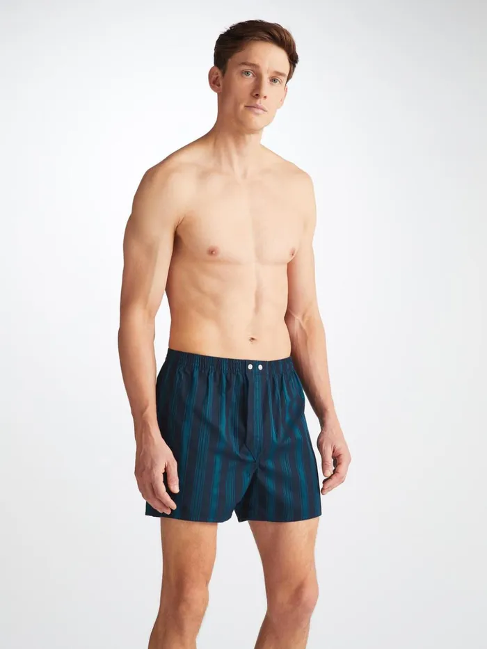 Men Classic Fit Boxers Royal 222 Cotton Navy Derek Rose Classic Fit Boxer Shorts