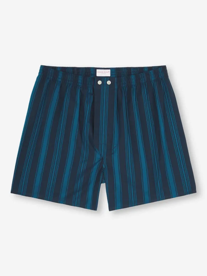 Men Classic Fit Boxers Royal 222 Cotton Navy Derek Rose Classic Fit Boxer Shorts