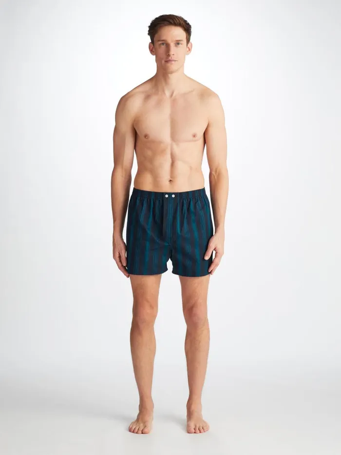 Men Classic Fit Boxers Royal 222 Cotton Navy Derek Rose Classic Fit Boxer Shorts
